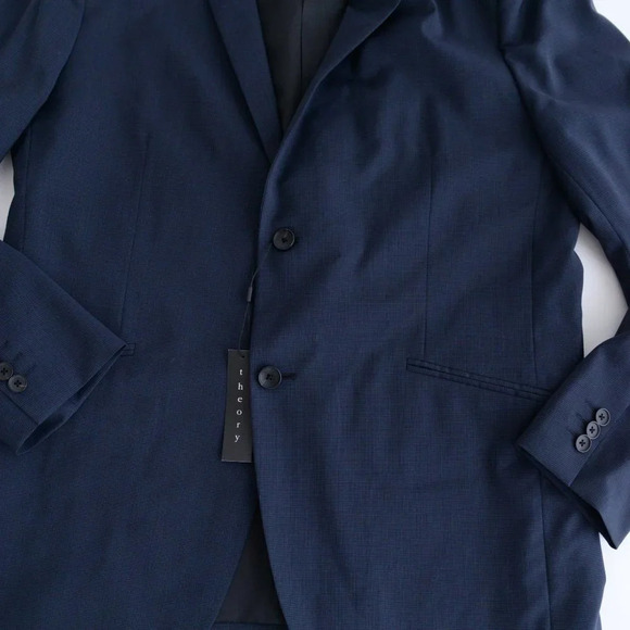 NWT Theory Navy Double Button 100% Pure Wool Rodolf Blazer Size 44 - Picture 10 of 14